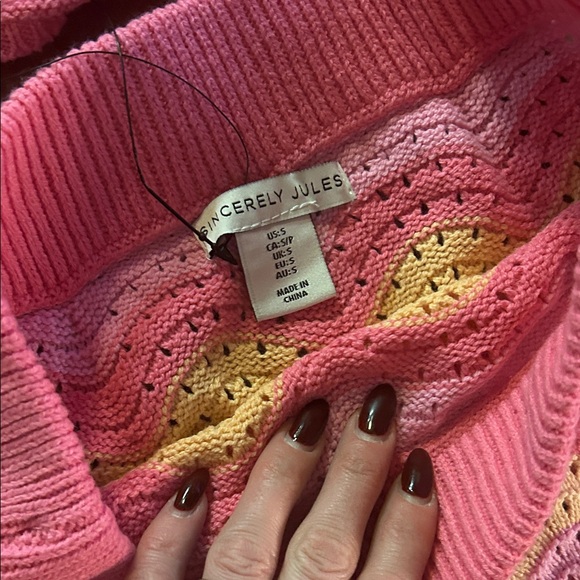 Sincerely Jules Pink Crochet Two-Piece Set | Cardigan + Midi Skirt | NWT - Picture 8 of 8